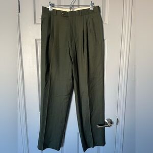 VERNINI Men's Dark Olive Pleated Dress Pants Size Medium